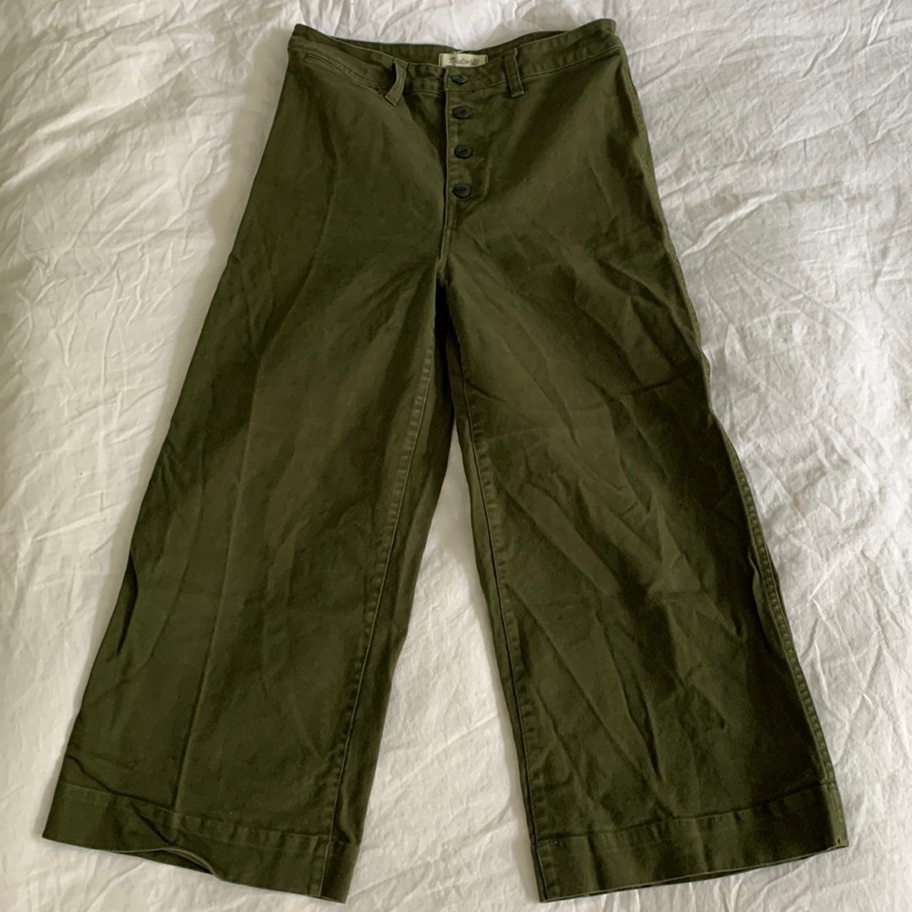 madewell wide leg crop pant — green
